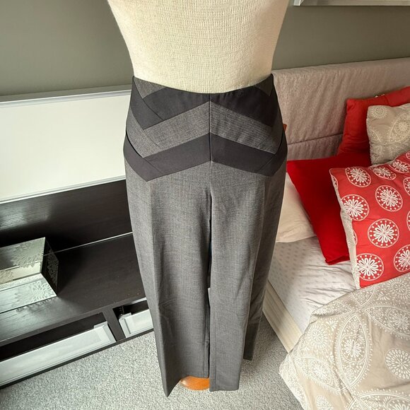 BCBG MaxAzria Gray Black Wool Blend Wide Leg Dress Pants Office US 4     - S2490 - Picture 5 of 10